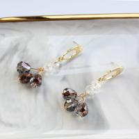 Crystal Drop Earring, Zinc Alloy, with Crystal, gold color plated, for woman, black, nickel, lead & cadmium free 
