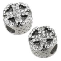 Stainless Steel European Beads, 316 Stainless Steel, silver color plated, with rhinestone Approx 4.5mm 