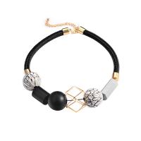 Fashion Zinc Alloy Bracelets, with Wood, fashion jewelry & Unisex, black 