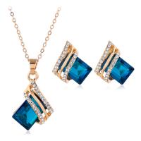 Fashion Zinc Alloy Jewelry Sets, Stud Earring & necklace, with Crystal, plated, fashion jewelry & for woman .7 Inch 