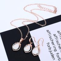 Fashion Zinc Alloy Jewelry Sets, earring & necklace, with Gemstone, plated, fashion jewelry & for woman 