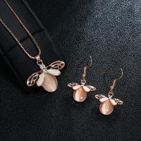 Enamel Zinc Alloy Jewelry Sets, earring & necklace, with enamel, plated, fashion jewelry & for woman .5 Inch 