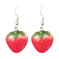 Resin Zinc Alloy Earring, with Resin, Strawberry, plated, fashion jewelry & for woman 40mm 