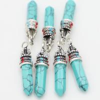Turquoise Zinc Alloy Pendants, with Zinc Alloy, silver color plated, for woman, blue 