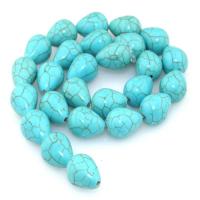 Synthetische Türkis Perlen, Tropfen, poliert, DIY & verschiedene Größen vorhanden, dunkelgrün, verkauft von Strang