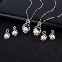 Fashion Zinc Alloy Jewelry Sets, earring & necklace, with Plastic Pearl, plated, fashion jewelry & for woman .7 Inch 