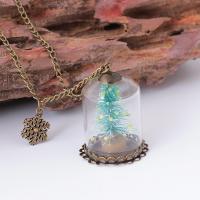 Christmas Jewelry Necklace, Zinc Alloy, with Crystal, Christmas Tree, plated, fashion jewelry & for woman & luminated .5 Inch 