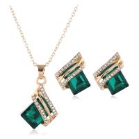 Fashion Zinc Alloy Jewelry Sets, Stud Earring & necklace, with Crystal, 2 pieces & fashion jewelry 