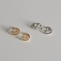 Sterling Silver Huggie Hoop Earring, 925 Sterling Silver, Heart, plated, fashion jewelry & for woman 
