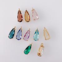 Glass Zinc Alloy Pendants, with Glass, gold color plated, DIY 