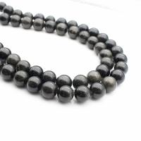 Schwarze Obsidian Perlen, Naturstein, rund, poliert, DIY & verschiedene Größen vorhanden, keine, verkauft von Strang