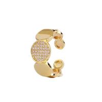 Латунь Манжеты палец кольцо, ювелирные изделия моды & инкрустированное микро кубического циркония, золотой, внутренний диаметр:Приблизительно 16mm, продается PC