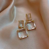 Crystal Drop Earring, Zinc Alloy, with Crystal, fashion jewelry, white 