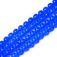 Natürliche blaue Achat Perlen, Blauer Achat, rund, Salben, DIY & verschiedene Größen vorhanden, blau, verkauft von Strang