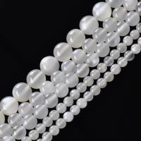 Natürliche Weiße Achat Perlen, Weißer Achat, rund, Salben, DIY & verschiedene Größen vorhanden, weiß, verkauft von Strang