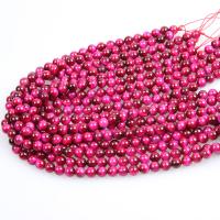 Tiger Eye Beads, Round, polished, DIY rose carmine 