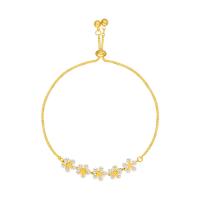 Cubic Zirconia Micro Pave Brass Bracelet, with Cubic Zirconia, Adjustable & fashion jewelry, golden, 6.5CM 