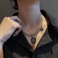 Titanium Steel Jewelry Necklace, fashion jewelry & Unisex, silver color, 46CM 