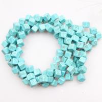 Synthetische Türkis Perlen, Synthetisches Blau Türkis, Quadrat, poliert, DIY & verschiedene Größen vorhanden, verkauft von Strang