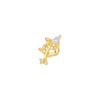 Brass Earring Clip, gold color plated, micro pave cubic zirconia 