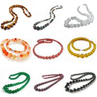 Colliers de pierres précieuses, Agate, Rond, bijoux de mode & différents matériaux pour le choix & pour femme, plus de couleurs à choisir, 460mm .11 pouce, Vendu par PC