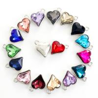 Glass Zinc Alloy Pendants, with Zinc Alloy, Heart, plated & faceted 12*13mm 
