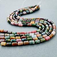 Natural Indian Agate Beads, Drum, polished, durable & DIY, multi-colored 