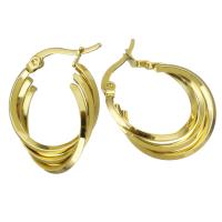 Edelstahl Hoop Ohrringe, Modeschmuck & für Frau, Goldfarbe, 6x25mm, verkauft von Paar