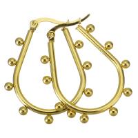 Edelstahl Hoop Ohrringe, Modeschmuck & für Frau, Goldfarbe, 29x36mm, verkauft von Paar