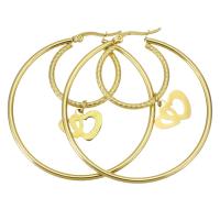 Edelstahl Hoop Ohrringe, rund, Modeschmuck & für Frau, Goldfarbe, 50x53mm, verkauft von Paar