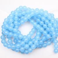 Blauer Chalcedony Perle, blauer Chalzedon, rund, poliert, DIY & verschiedene Größen vorhanden, blau, verkauft von Strang