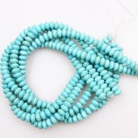 Synthetische Türkis Perlen, Synthetisches Blau Türkis, flache Runde, poliert, DIY, dunkelgrün, 6x10mm, verkauft von Strang