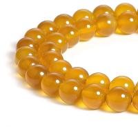 Perle Agate jaune naturelle, Rond, poli, DIY & normes différentes pour le choix, Jaune, Vendu par brin