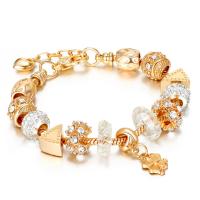 Zinc Alloy European Bracelets, with Crystal, Adjustable & fashion jewelry & for woman, golden, 19+4CM 