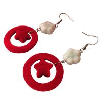 Porcelain Jewelry Earring, Iron, with Flocking Fabric & Porcelain, fashion jewelry, red 