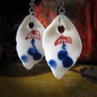 Porcelain Jewelry Earring, Iron, with Porcelain, fashion jewelry, white 