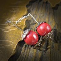 Porcelain Jewelry Earring, Iron, with Porcelain, fashion jewelry, red 