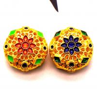 Cloisonne Hollow Beads, Zinc Alloy, with enamel, fashion jewelry & DIY 19mm 