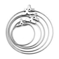 Stainless Steel Hoop Earring Component, Round, silver color plated, DIY silver color 