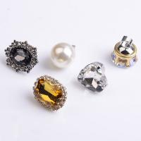 Brass Hair Accessories DIY Findings, plated & with rhinestone 