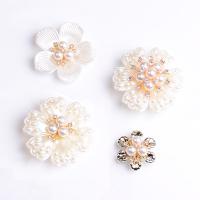 Brass Hair Accessories DIY Findings, Flower, plated & with rhinestone 