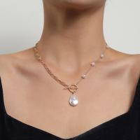 Plastic Pearl Necklace, Zinc Alloy, with Plastic Pearl, plated, fashion jewelry 