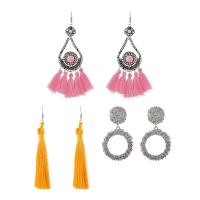 Zinc Alloy Earring Set, with Cotton Thread, plated & for woman 
