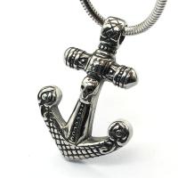 Stainless Steel Ship Wheel & Anchor Pendant, 316 Stainless Steel, plated 