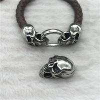 Stainless Steel Leather Cord Clasp, Skull Approx 7.42mm 