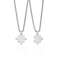 Zinc Alloy Puzzle Necklace, plated, fashion jewelry, silver color 