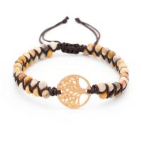 Gemstone Woven Ball Bracelets, Tiger Eye, with Nylon Cord & Zinc Alloy, fashion jewelry 