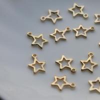 Brass Star Pendants, high quality plated, DIY, gold, 6mm 