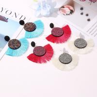 Fashion Tassel Earring, Zinc Alloy, with Cotton Thread, plated, for woman 
