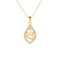 Cubic Zircon Micro Pave Brass Necklace, Zinc Alloy, with brass chain, fashion jewelry 50cm+5cm 